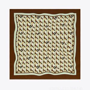 NWOT Tory Burch Basketweave Silk Square Logo Scarf